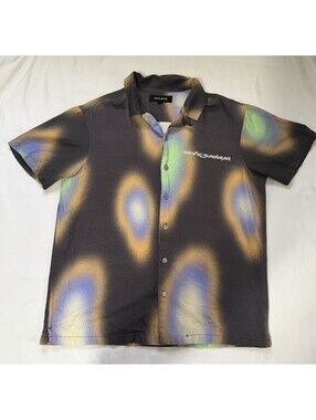 PacSun Pacific Sunwear Men’s Button Up Shirt Y2K Abstract Tie Dye Rayon